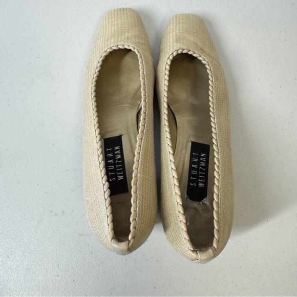 Vintage Stuart Weitzman Textured Cream Tan Old Money Women's Shoes Size 9 1/2 - Picture 15 of 16